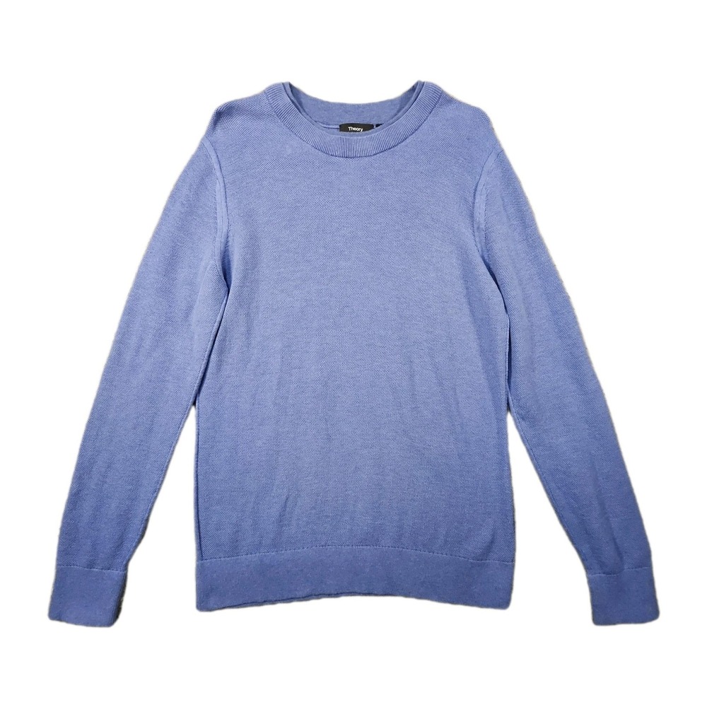 Theory Riland Piqué Sweater Mens L Blue Textured Quiet Luxury Urban‎ Heritage